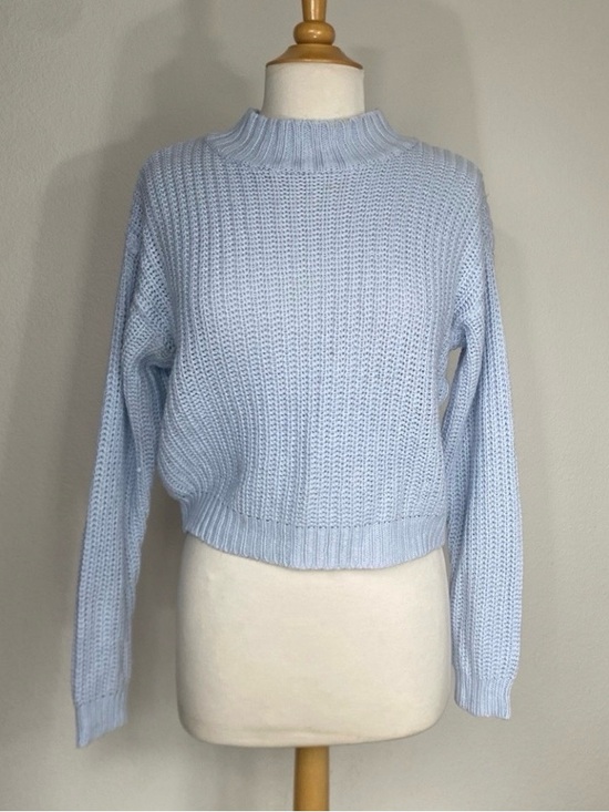 Love Change Sweaters - Love Change Italy Women's Baby Blue Chunky Knit Crop Sweater Size Large Casual